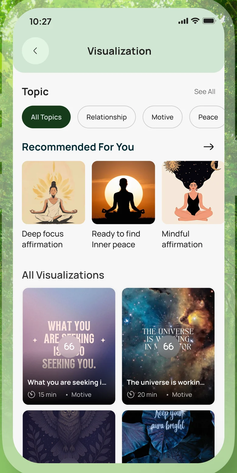 Evolve's Visualization section: a topic filter, a Recommended For You row and the full visualisation library