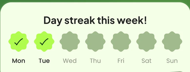 Evolve's Day streak this week row